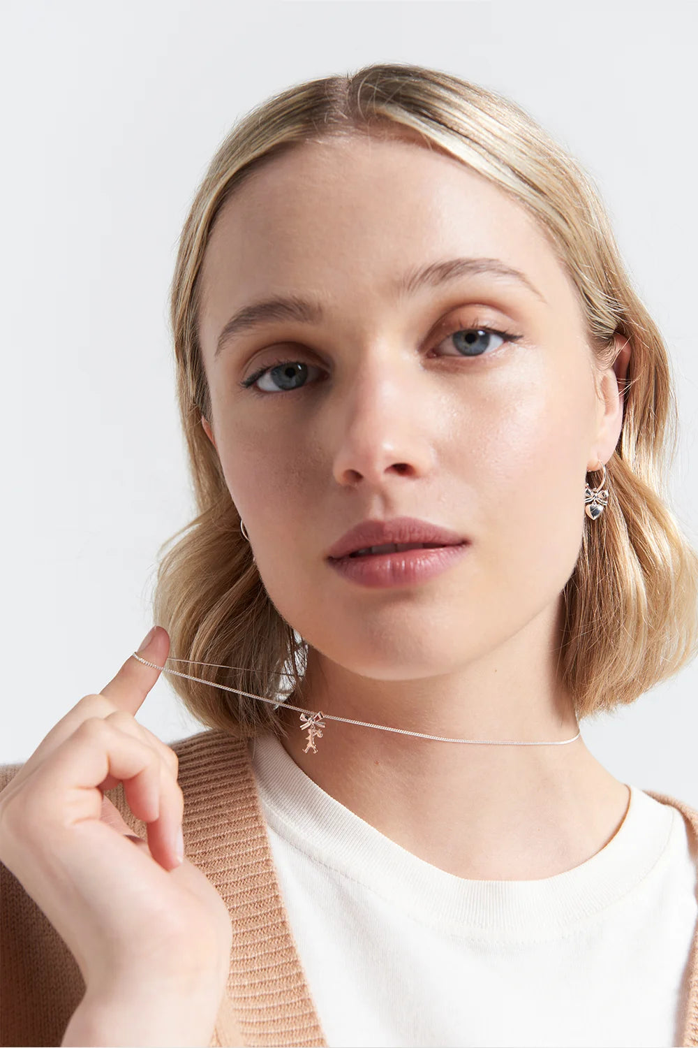Karen Walker Silver Mini Girl With Bow Necklace