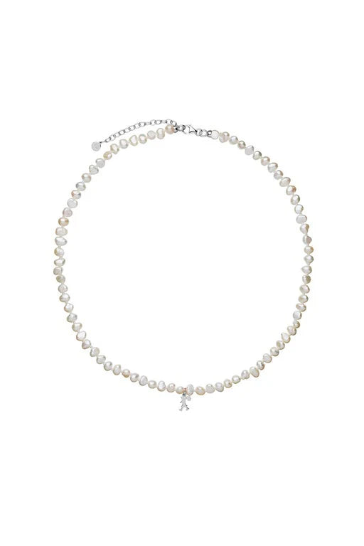 Karen Walker Silver Mini Girl With Pearl Necklace