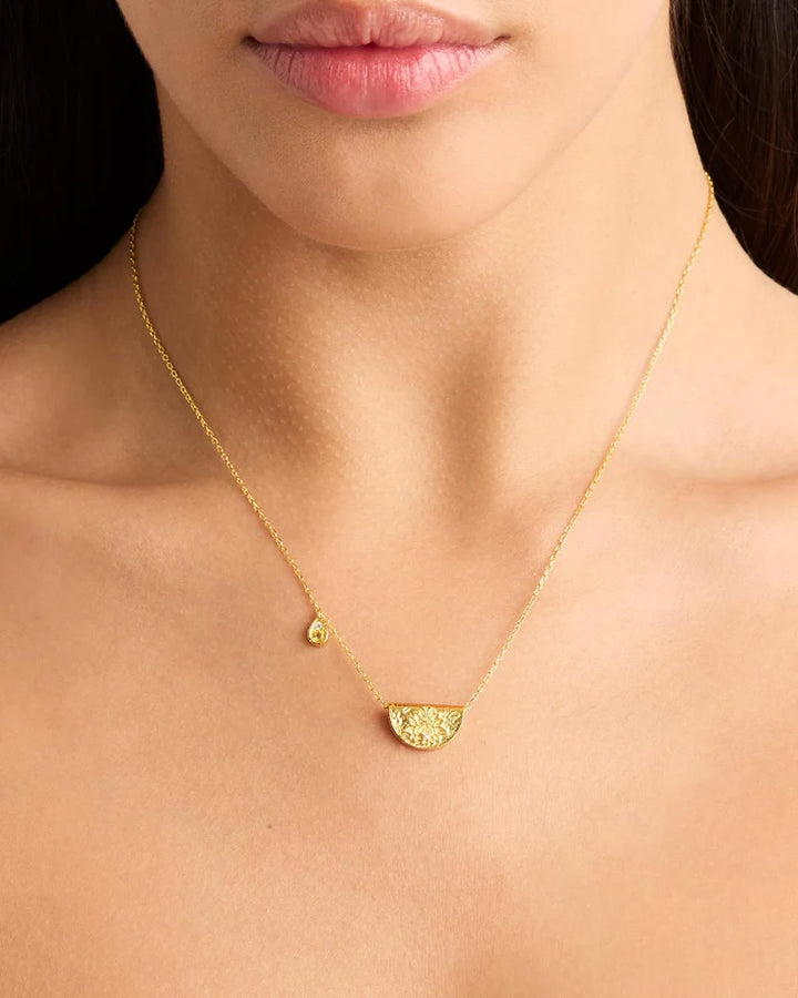 By Charlotte 18k Gold Vermeil Lotus November Birthstone Necklace - Citrine