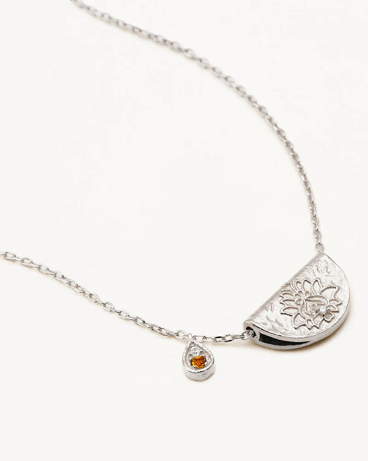 By Charlotte Sterling Silver Lotus November Birthstone Necklace - Citrine