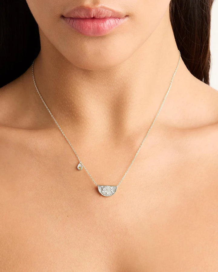 By Charlotte Sterling Silver Lotus November Birthstone Necklace - Citrine