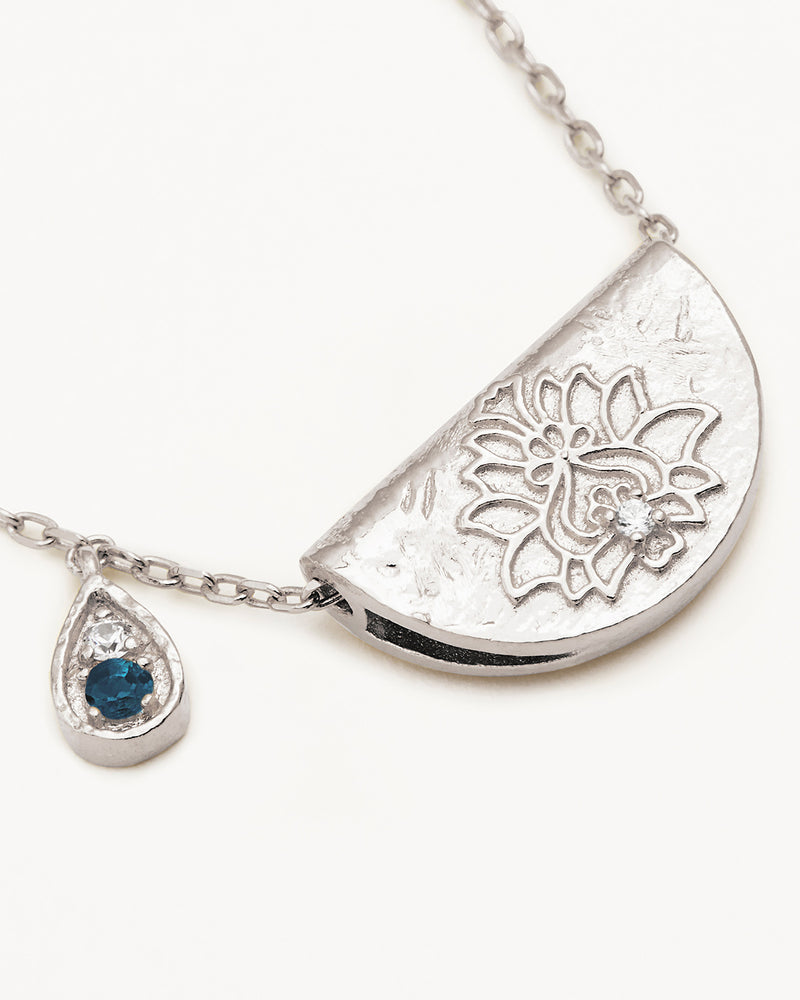 By Charlotte Sterling Silver Lotus December Birthstone Necklace - Blue Topaz
