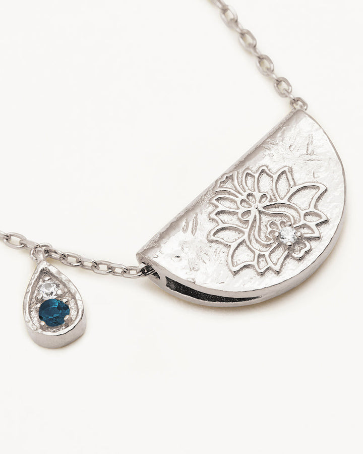 By Charlotte Sterling Silver Lotus December Birthstone Necklace - Blue Topaz