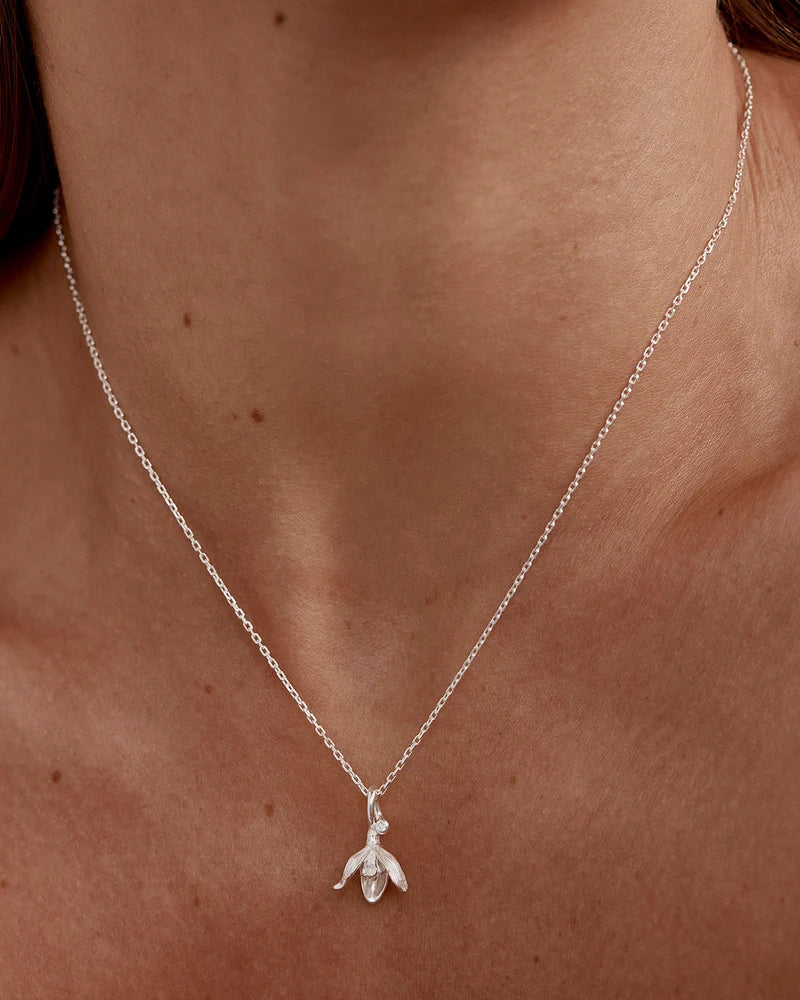 By Charlotte Sterling Silver January Birth Flower Necklace - Snowdrop