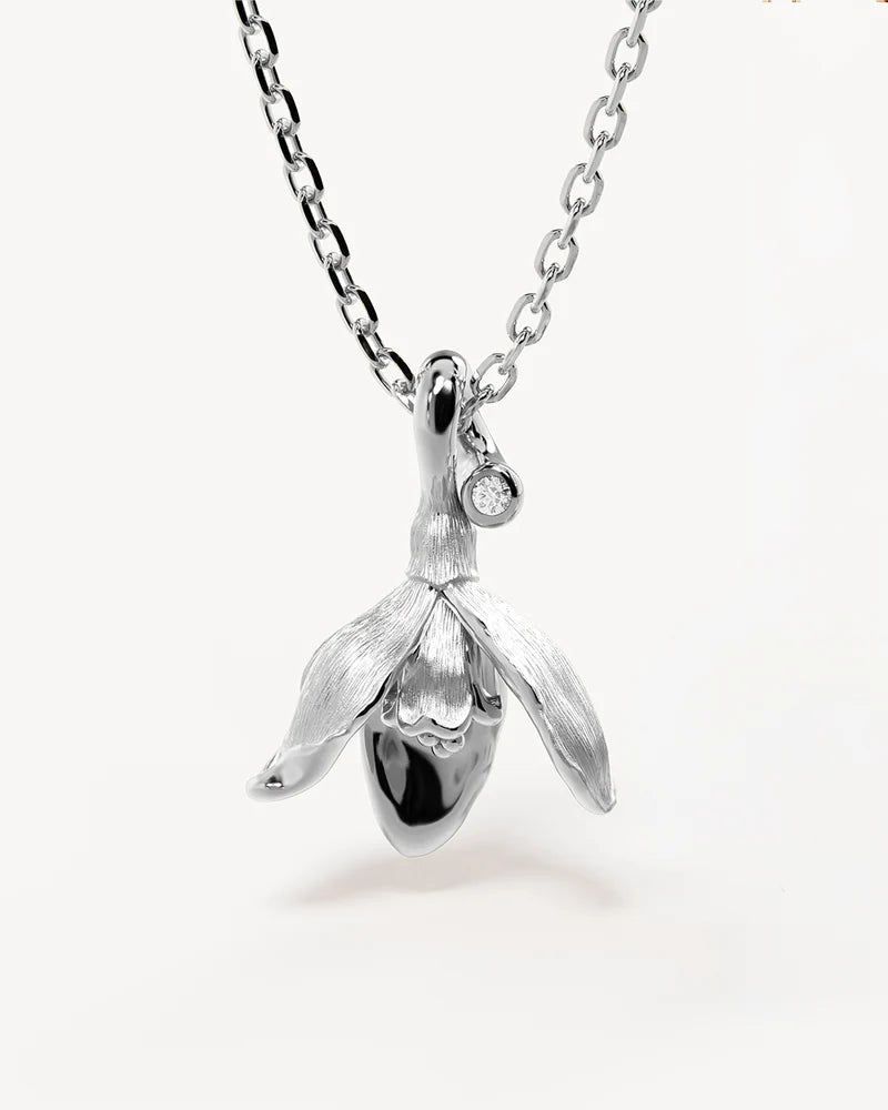 By Charlotte Sterling Silver January Birth Flower Necklace - Snowdrop