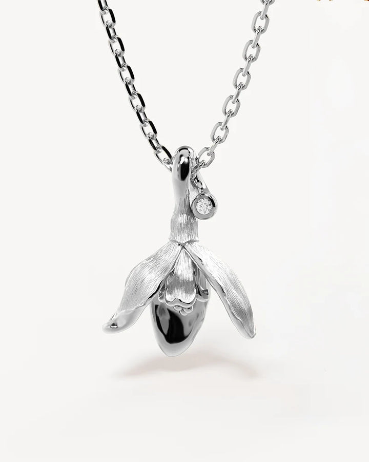 By Charlotte Sterling Silver January Birth Flower Necklace - Snowdrop