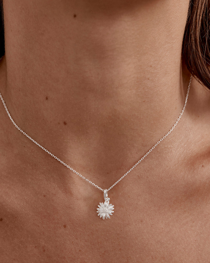 By Charlotte Sterling Silver April Birth Flower Necklace - Daisy