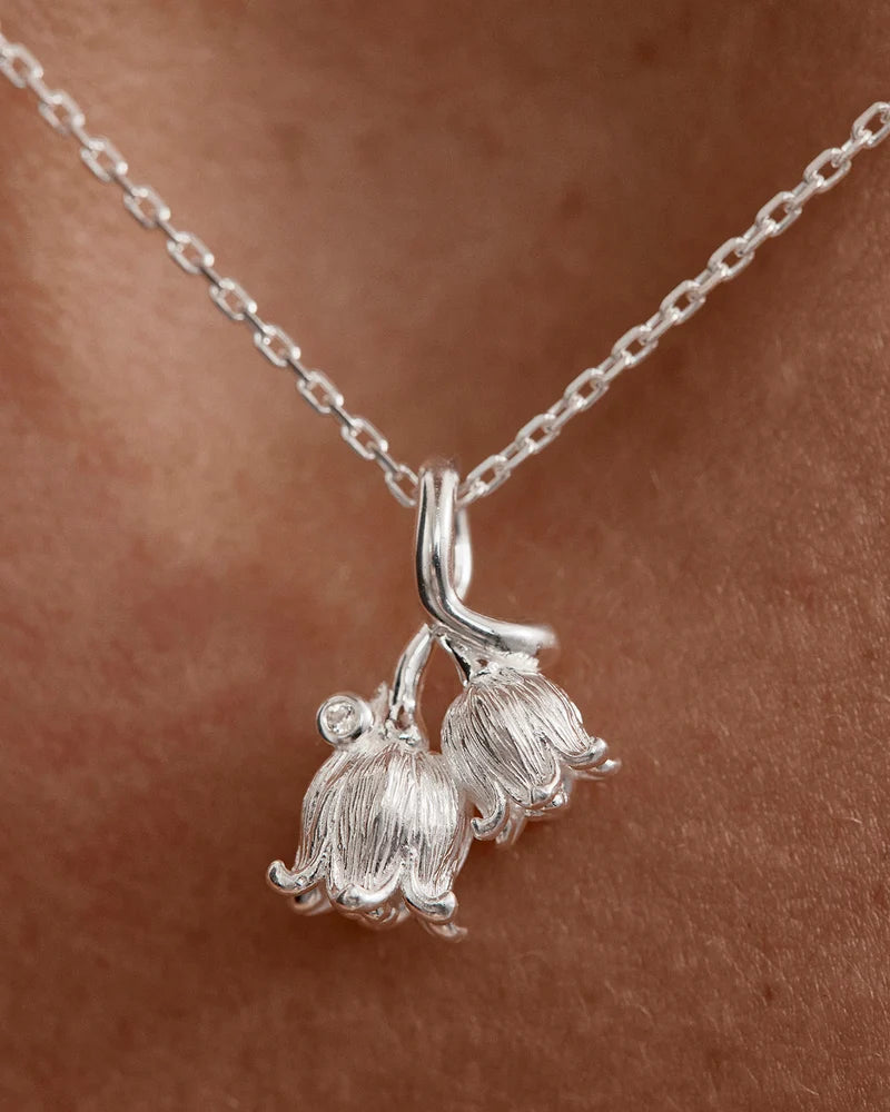 By Charlotte Sterling Silver  May Birth Flower Necklace - Lily of the Valley