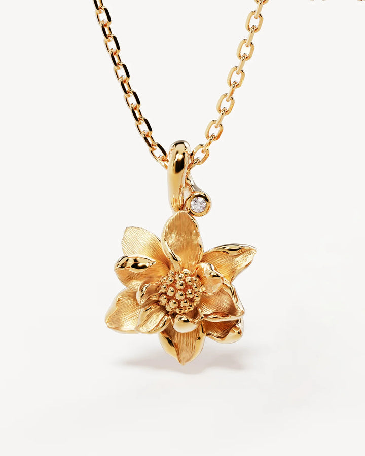 By Charlotte 18k Gold Vermeil July Birth Flower Necklace - Water Lily
