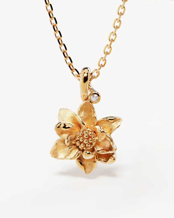 By Charlotte 18k Gold Vermeil July Birth Flower Necklace - Water Lily