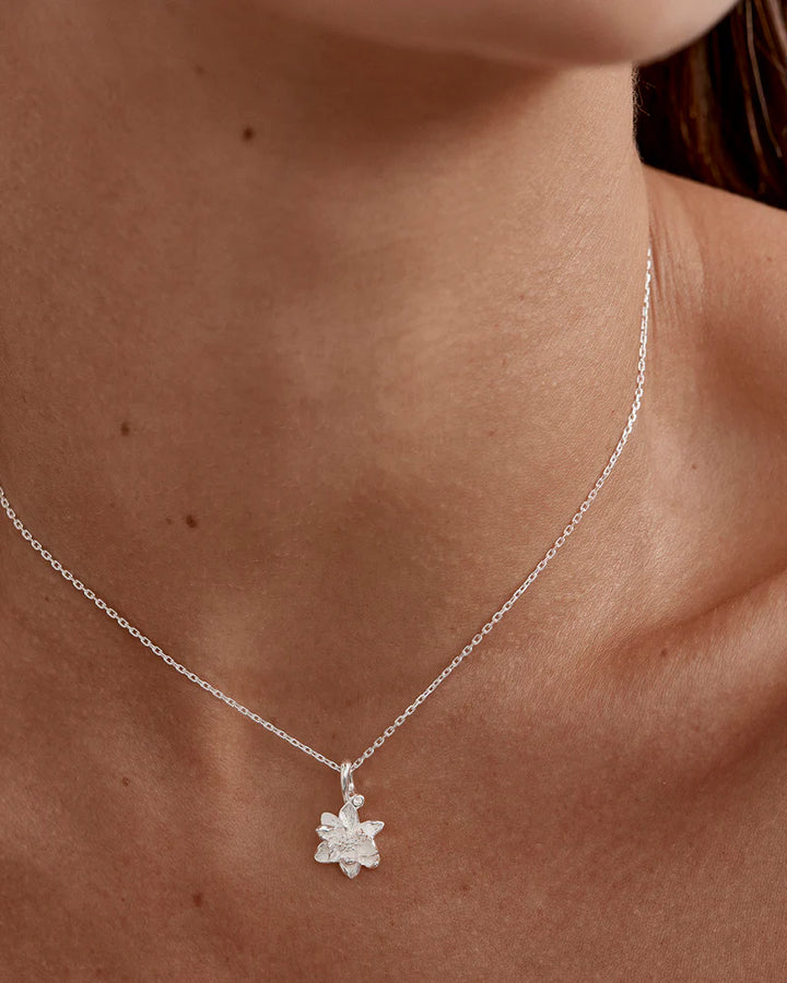 By Charlotte Sterling Silver July Birth Flower Necklace - Water Lily
