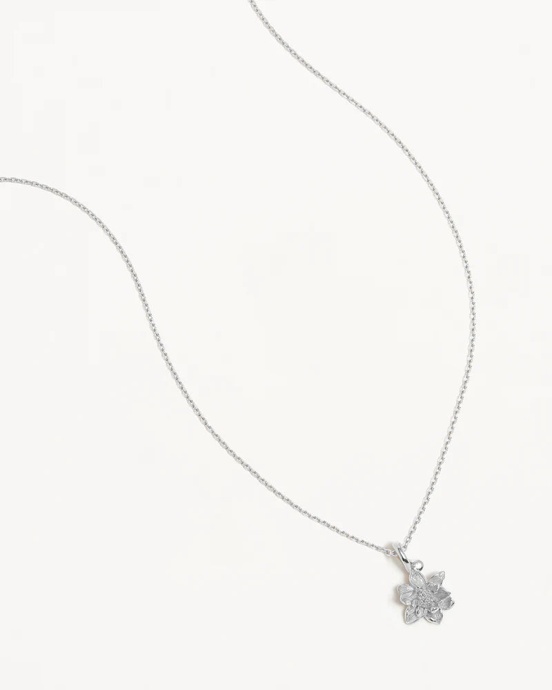 By Charlotte Sterling Silver July Birth Flower Necklace - Water Lily