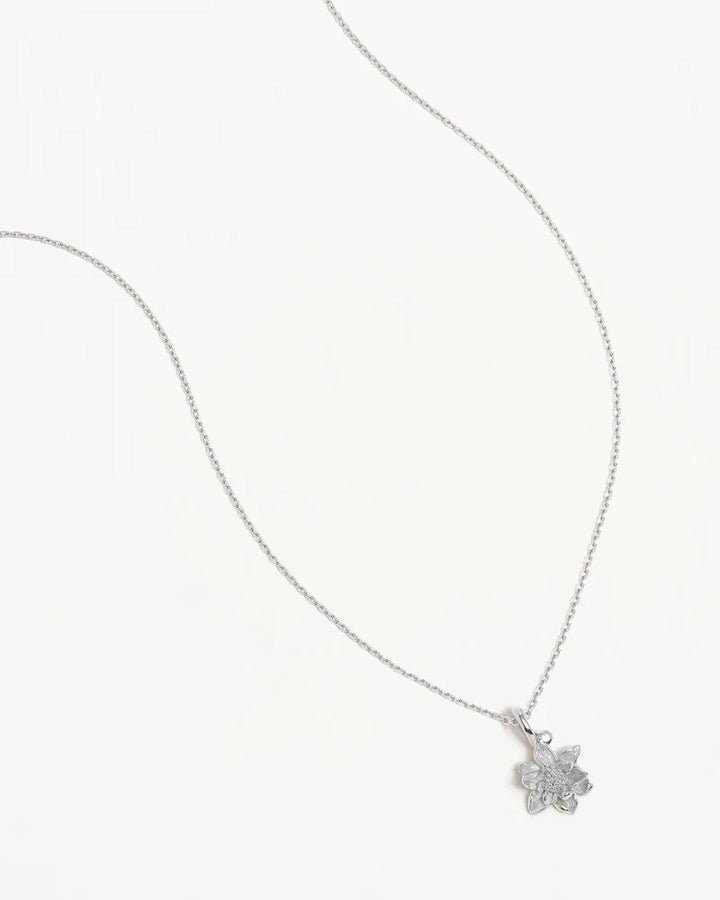 By Charlotte Sterling Silver July Birth Flower Necklace - Water Lily