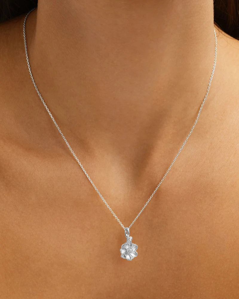 By Charlotte Sterling Silver August Birth Flower Necklace - Poppy