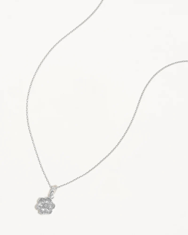By Charlotte Sterling Silver August Birth Flower Necklace - Poppy