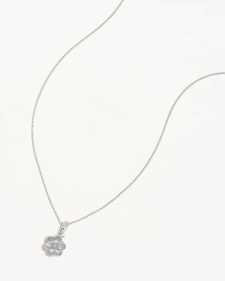 By Charlotte Sterling Silver August Birth Flower Necklace - Poppy