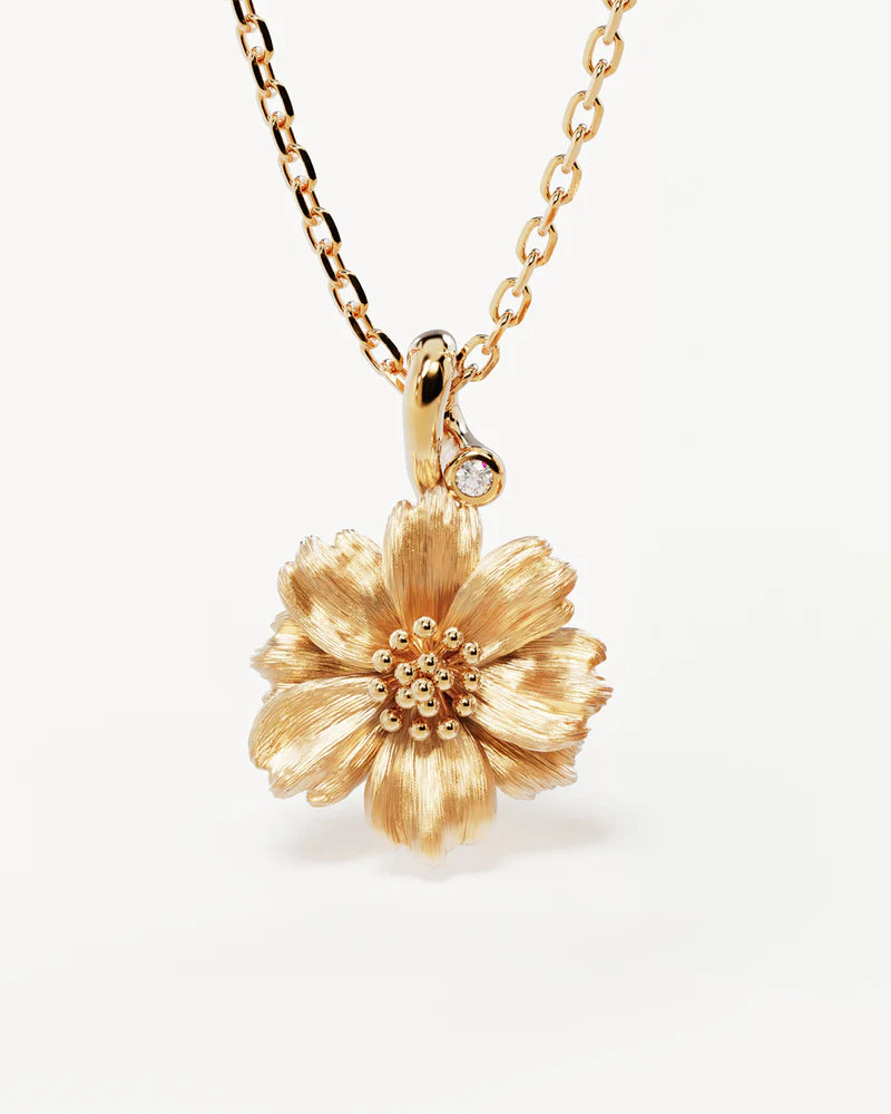 By Charlotte 18k Gold Vermeil October Birth Flower Necklace - Cosmos