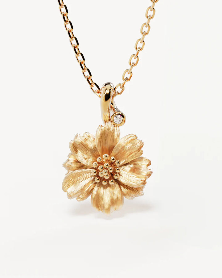 By Charlotte 18k Gold Vermeil October Birth Flower Necklace - Cosmos