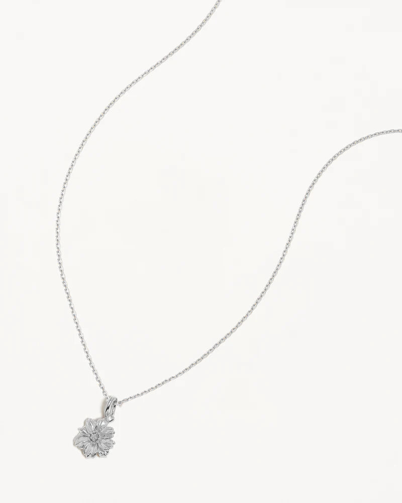 By Charlotte Sterling Silver October Birth Flower Necklace - Cosmos