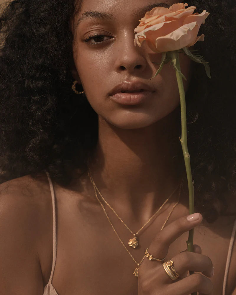 By Charlotte 18k Gold Vermeil November Birth Flower Necklace - Peony