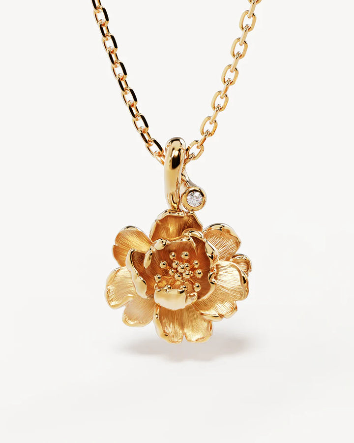 By Charlotte 18k Gold Vermeil November Birth Flower Necklace - Peony