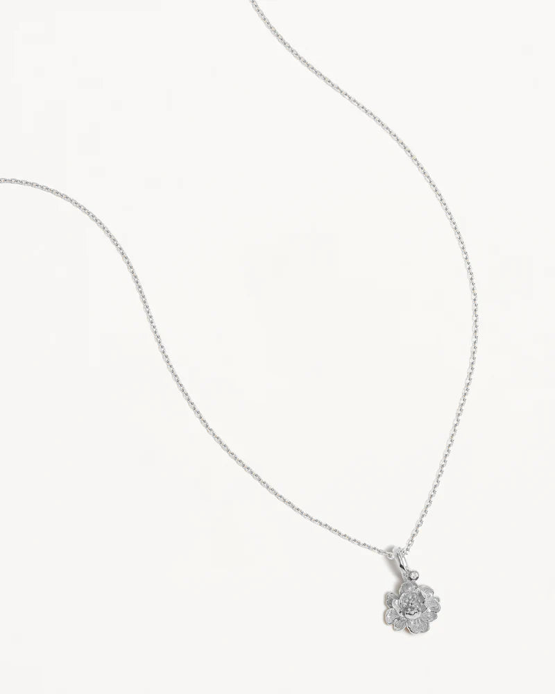 By Charlotte Sterling Silver November Birth Flower Necklace - Peony
