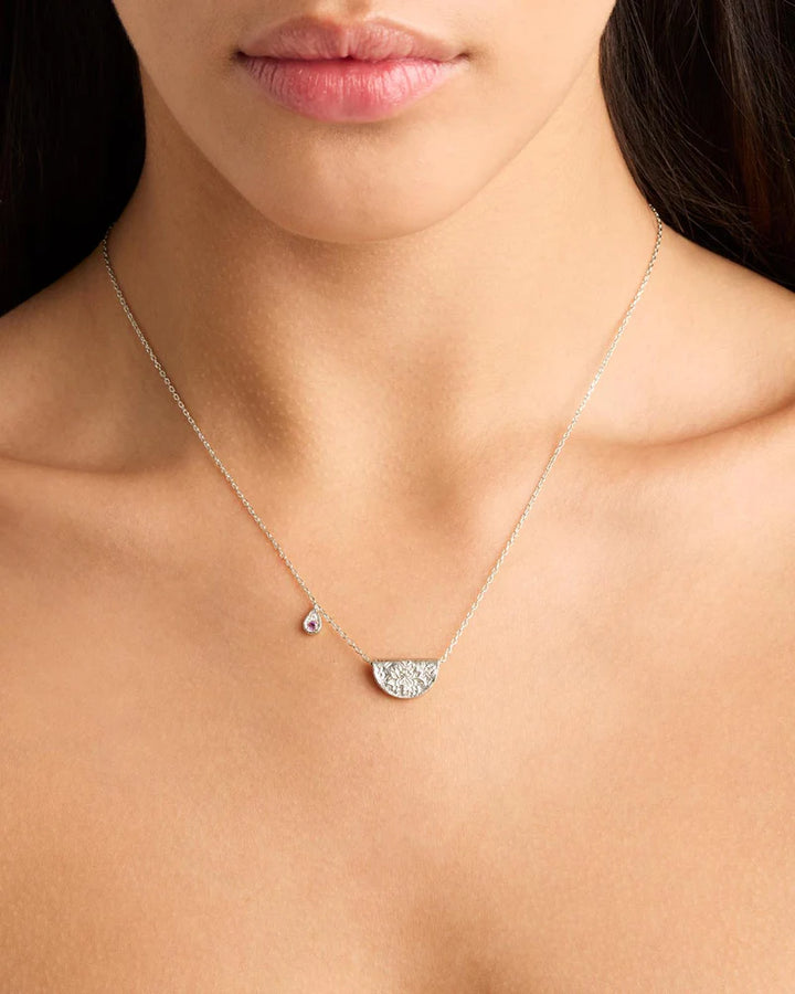 By Charlotte Sterling Silver Lotus February Birthstone Necklace - Amethyst