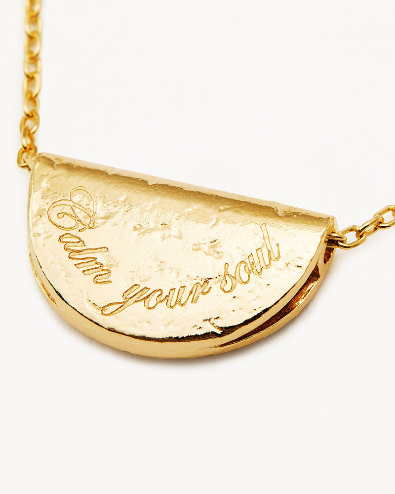 By Charlotte18k Gold Vermeil Lotus March Birthstone Necklace - Aquamarine