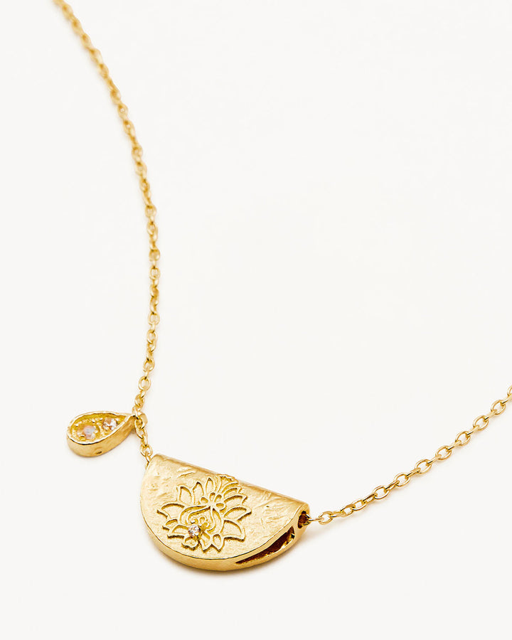 By Charlotte 18k Gold Vermeil Lotus June Birthstone Necklace - Moonstone