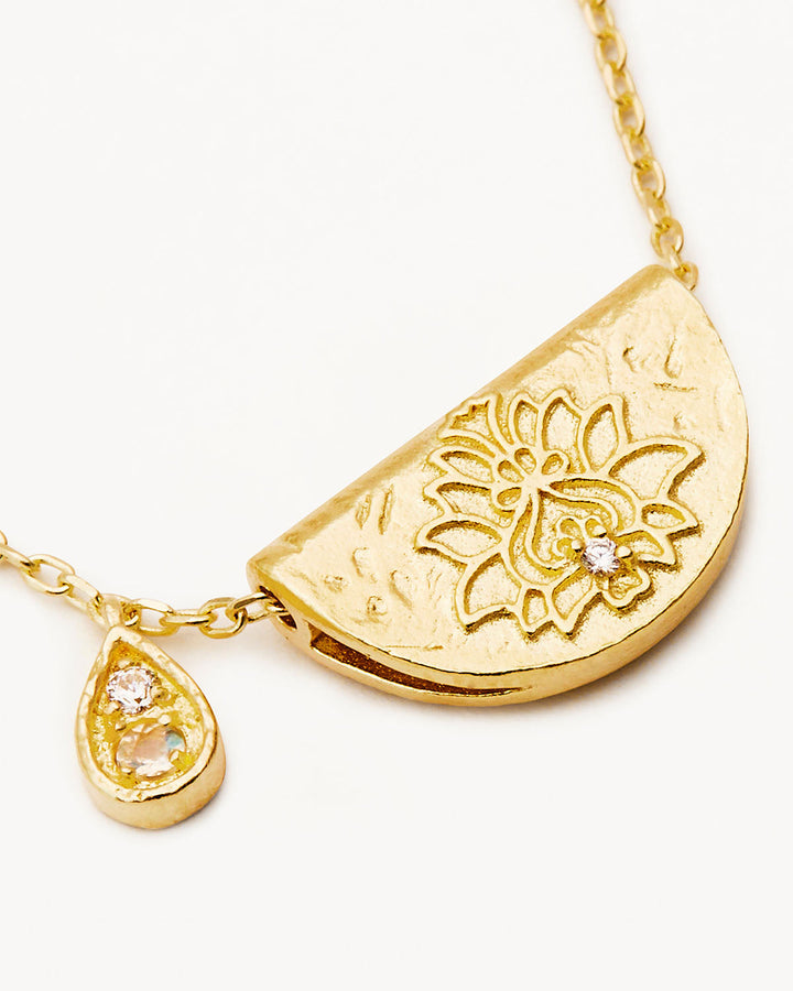 By Charlotte 18k Gold Vermeil Lotus June Birthstone Necklace - Moonstone