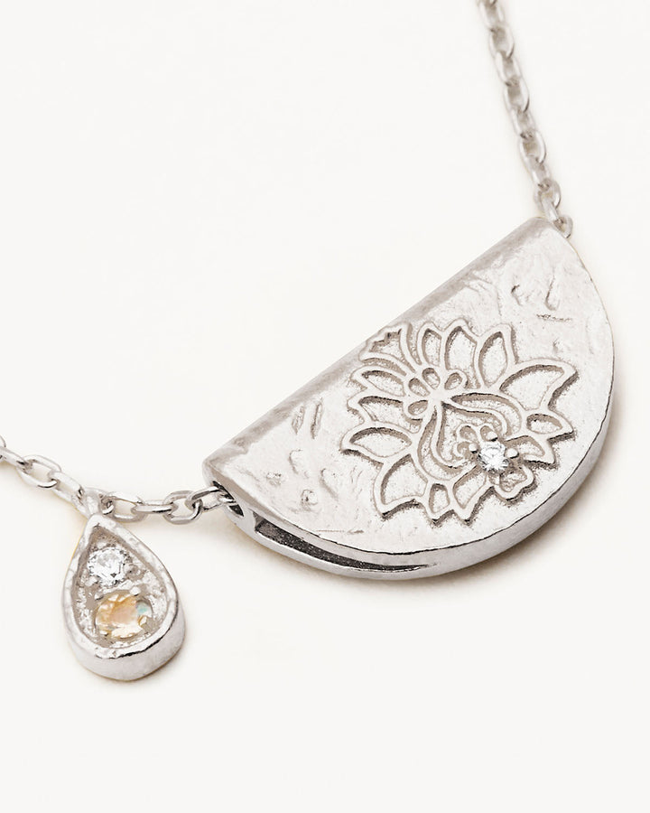 By Charlotte Sterling Silver Lotus June Birthstone Necklace - Moonstone