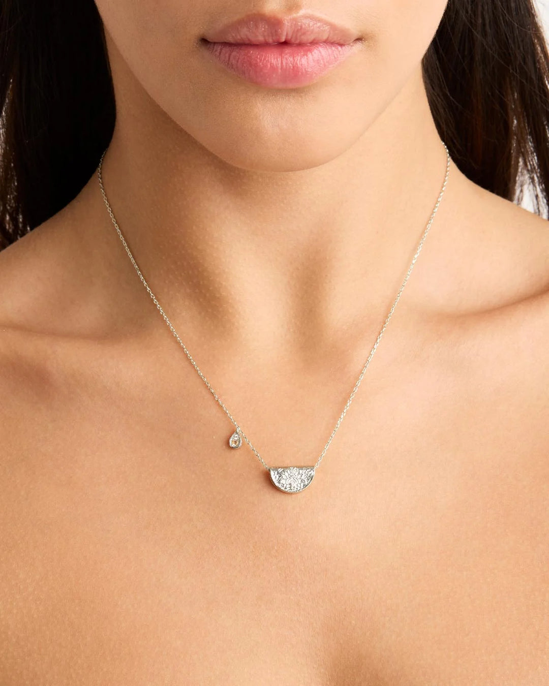 By Charlotte Sterling Silver Lotus June Birthstone Necklace - Moonstone