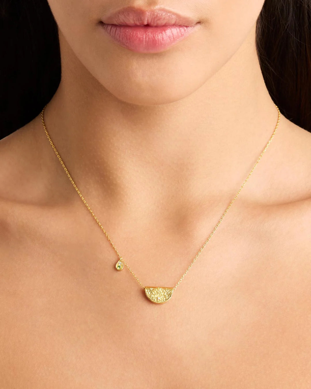 By Charlotte Sterling Silver Lotus August Birthstone Necklace - Peridot