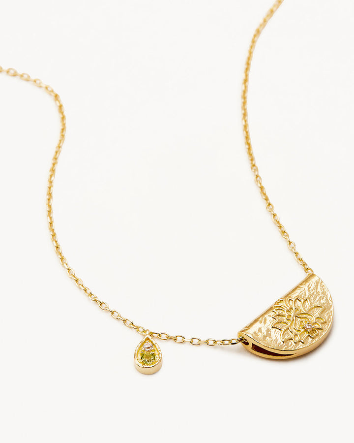 By Charlotte Sterling Silver Lotus August Birthstone Necklace - Peridot