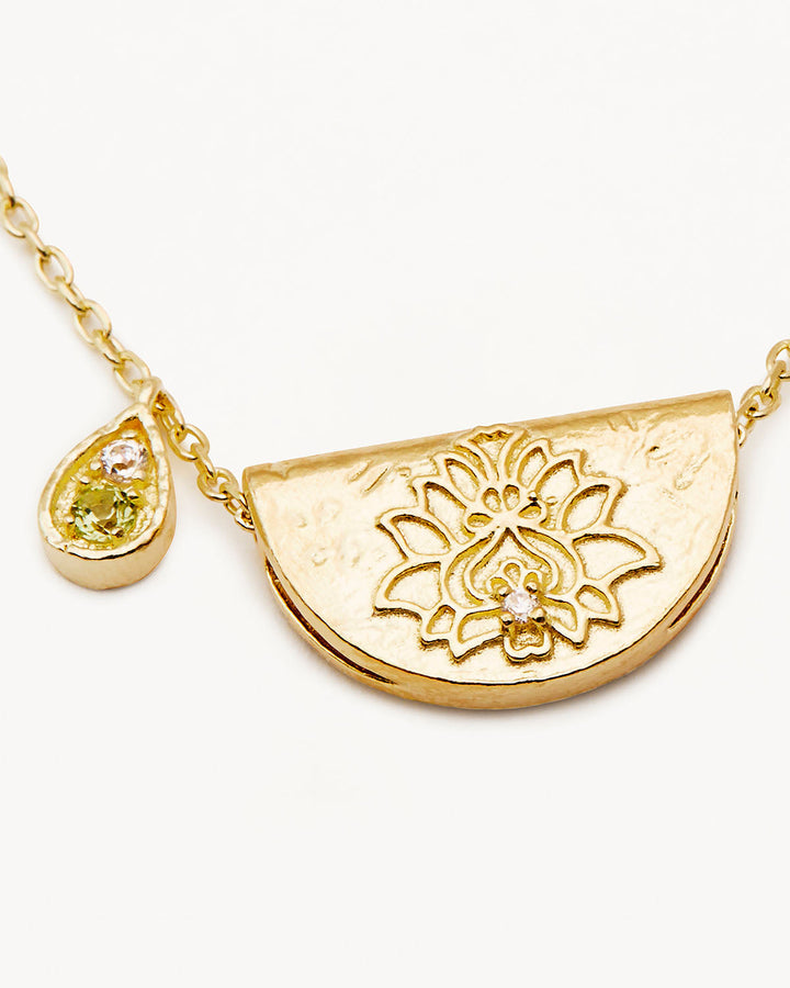By Charlotte Sterling Silver Lotus August Birthstone Necklace - Peridot