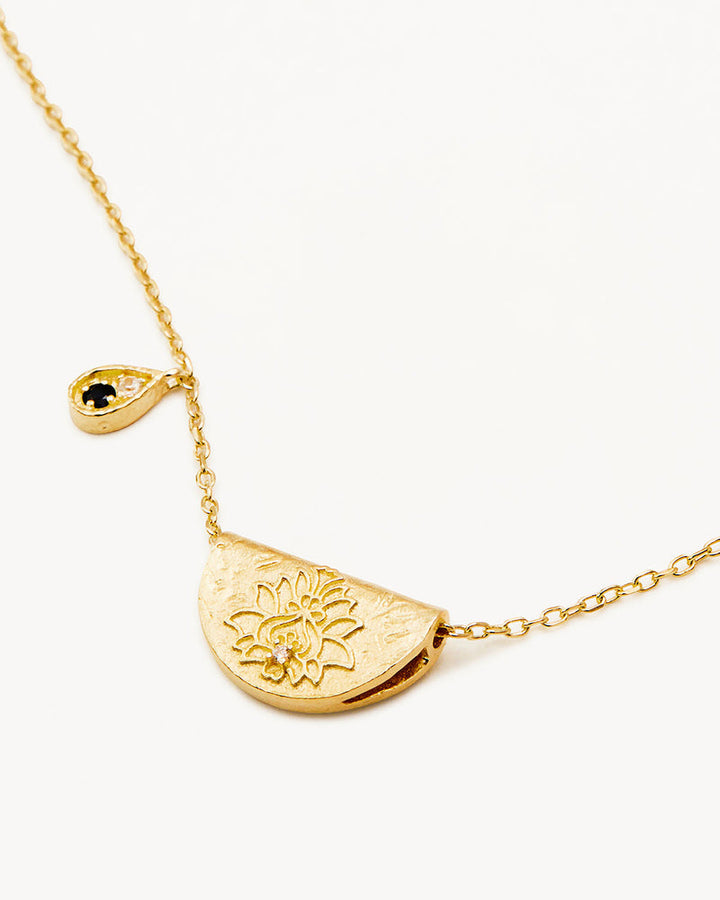 By Charlotte 18k Gold Vermeil Lotus September Birthstone Necklace - Sapphire
