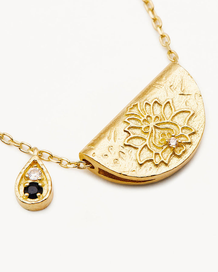 By Charlotte 18k Gold Vermeil Lotus September Birthstone Necklace - Sapphire