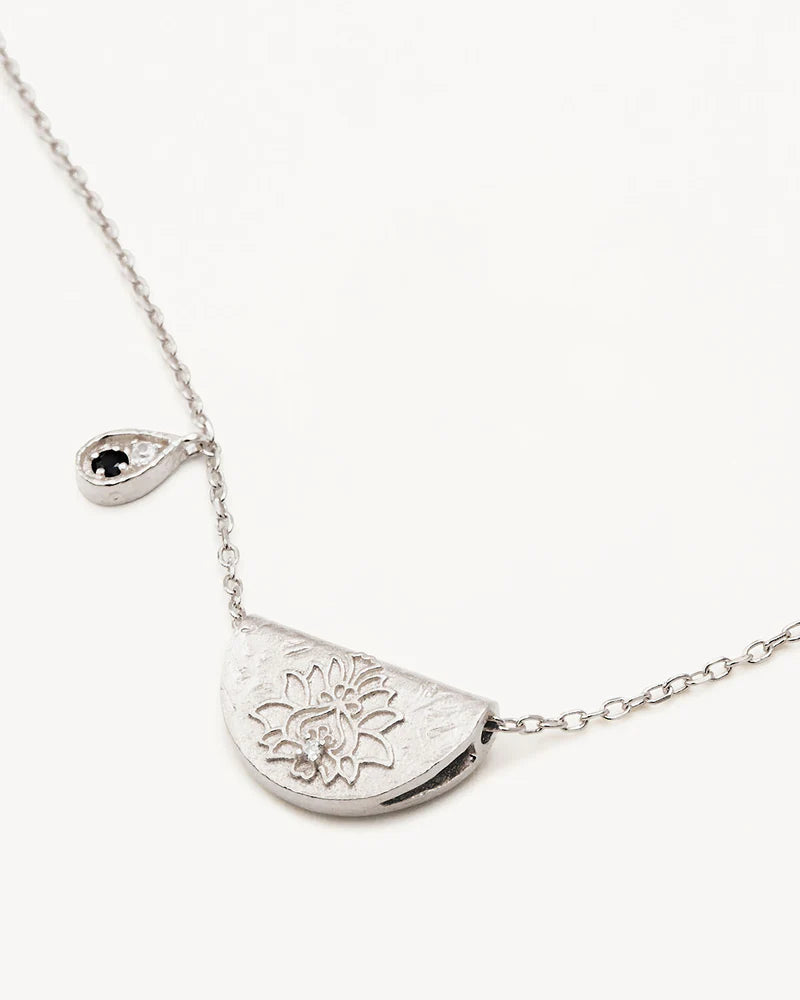 By Charlotte Sterling Silver Lotus September Birthstone Necklace - Sapphire