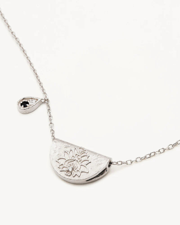By Charlotte Sterling Silver Lotus September Birthstone Necklace - Sapphire