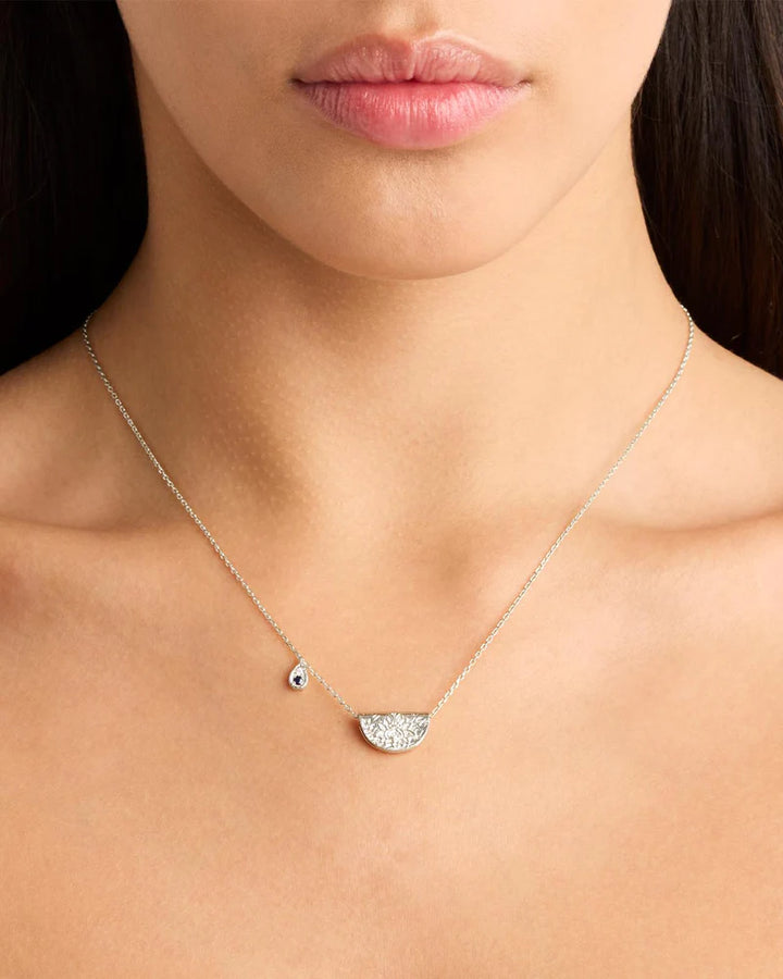 By Charlotte Sterling Silver Lotus September Birthstone Necklace - Sapphire