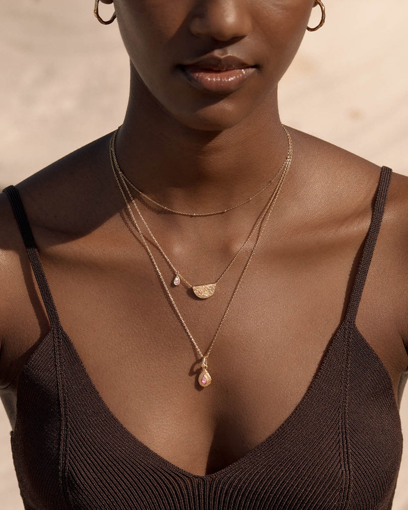 By Charlotte 18k Gold Vermeil Lotus October Birthstone Necklace - Pink Tourmaline
