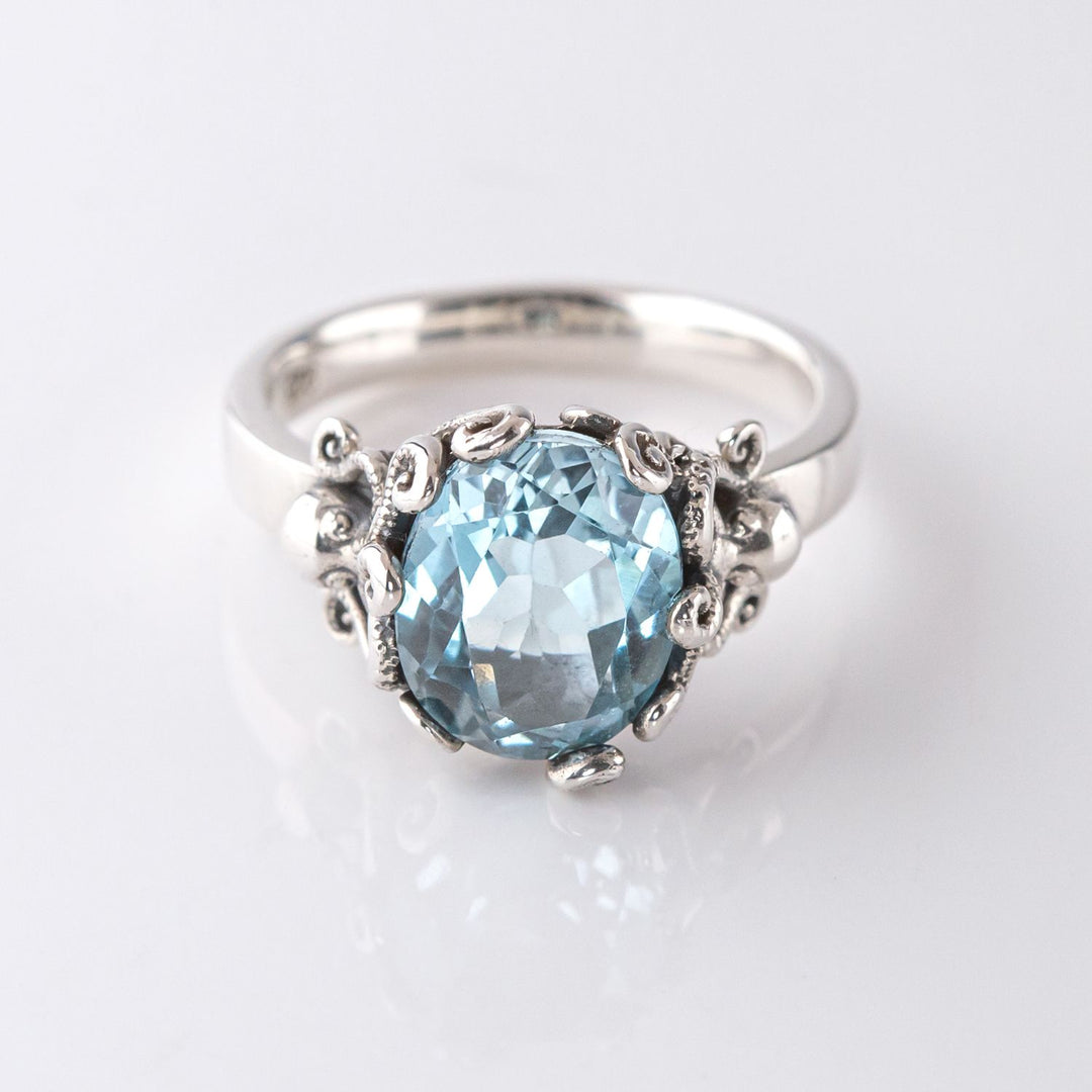 Nick Von K Sterling Silver with Topaz Twin Octopus Ring