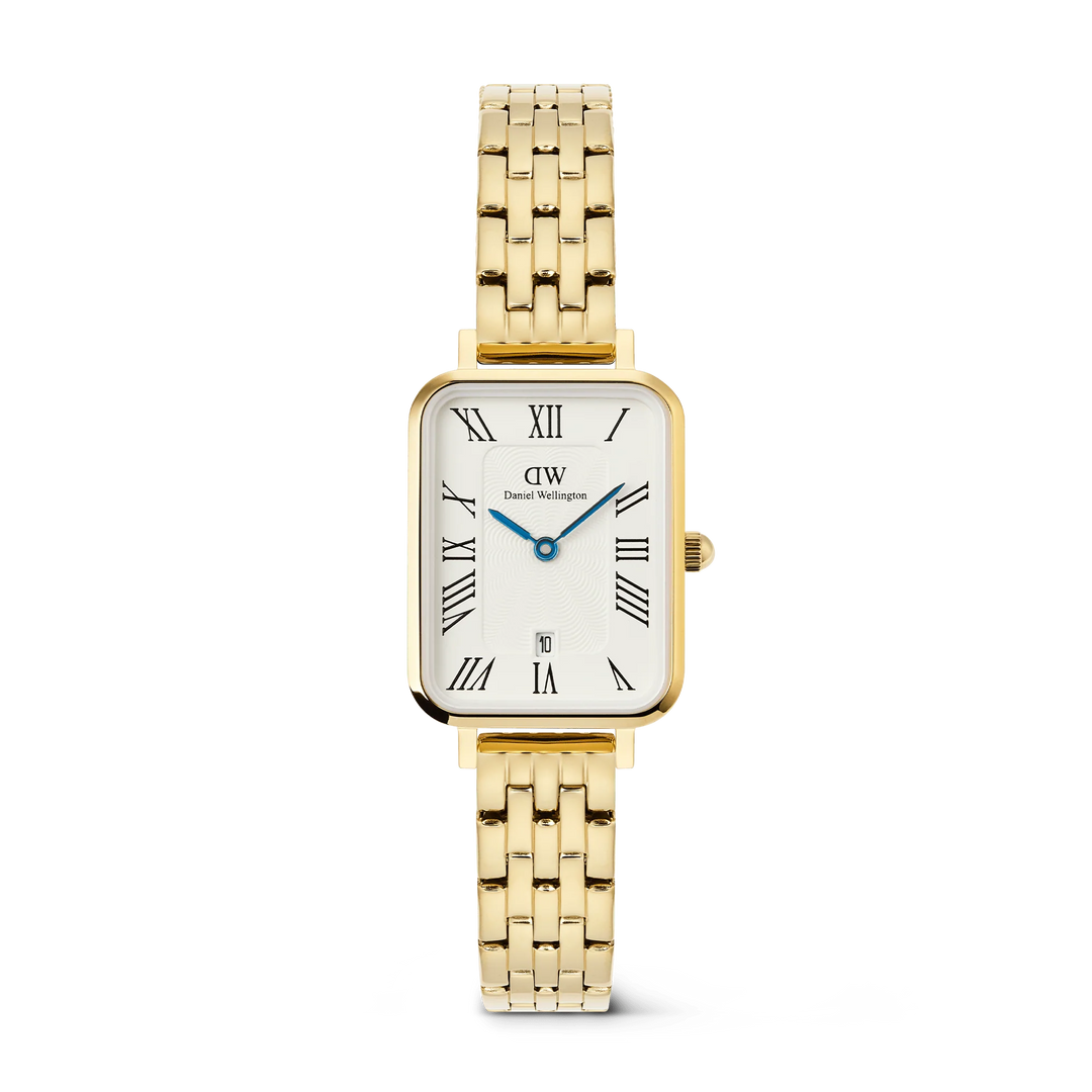 Daniel Wellington Quadro Roman Numerals w Date Gold Watch 20mm x 26mm