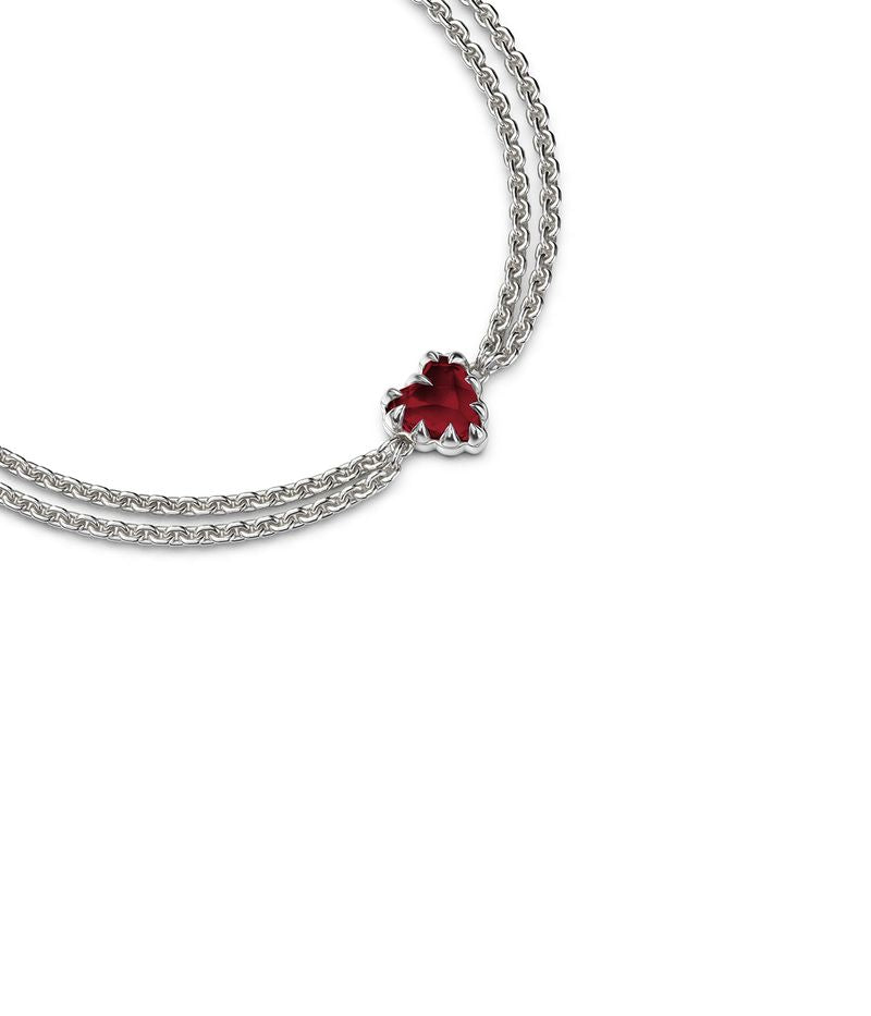 Stolen Silver Love Claw Bracelet - Red Garnet