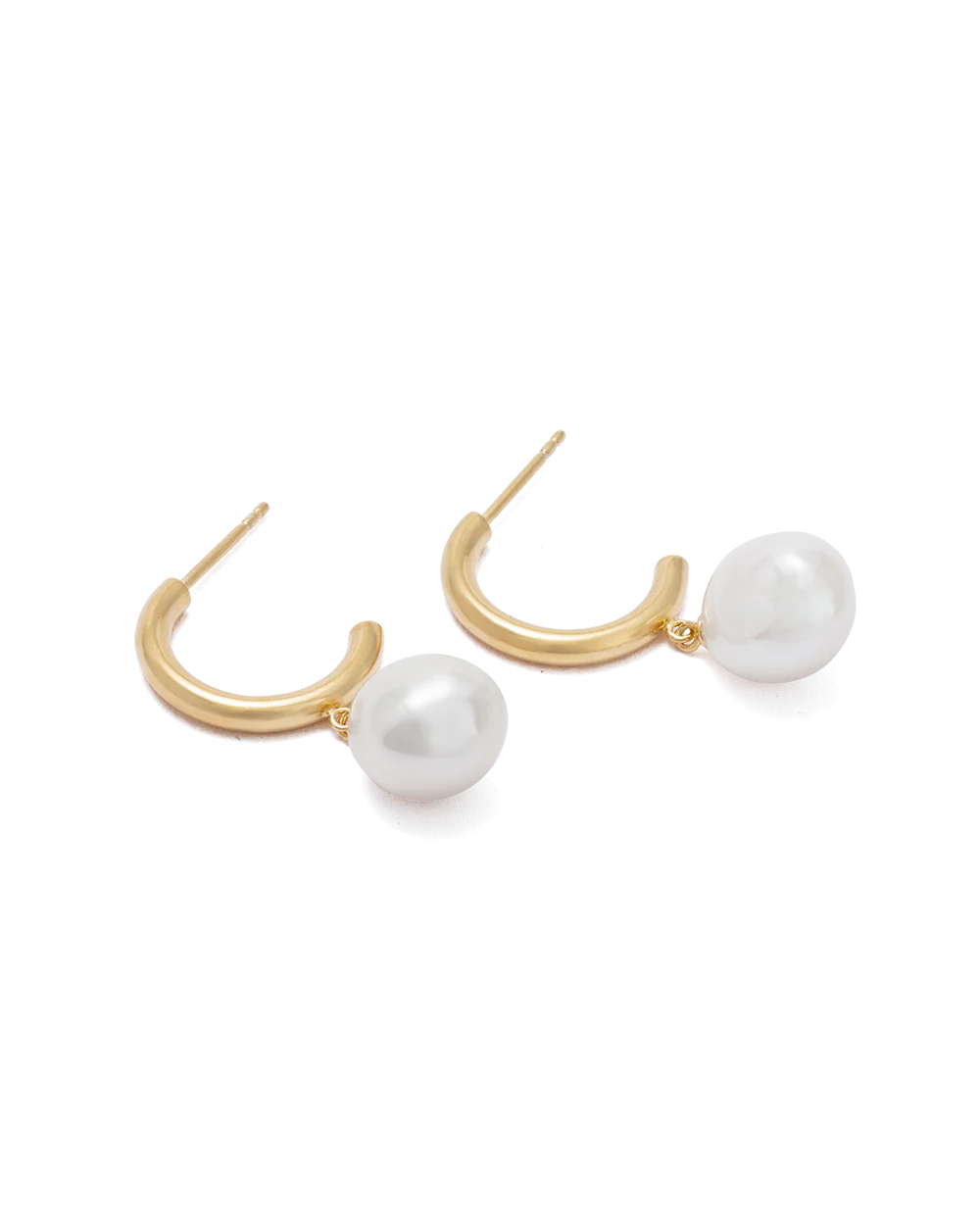 Kirstin Ash Pearl Drop Hoops 18ct Gold Plated