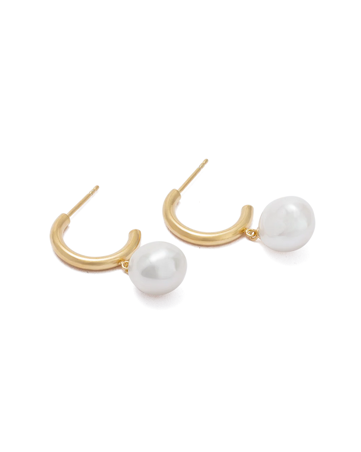 Kirstin Ash Pearl Drop Hoops 18ct Gold Plated