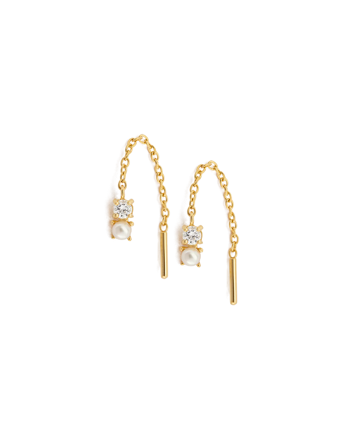 Kirstin Ash Pearl Topaz Threader Gold Plated