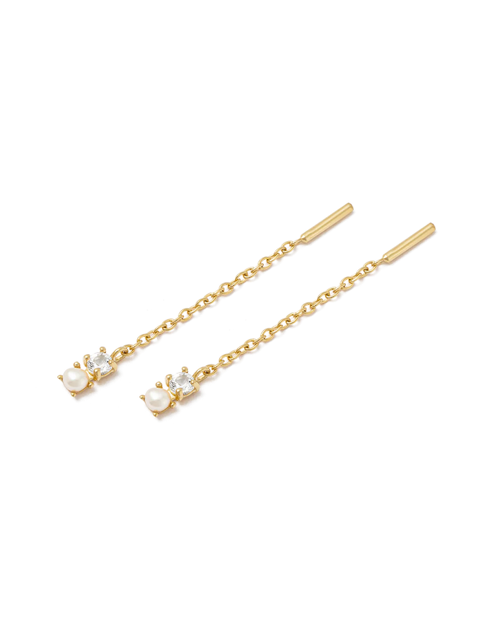 Kirstin Ash Pearl Topaz Threader Gold Plated