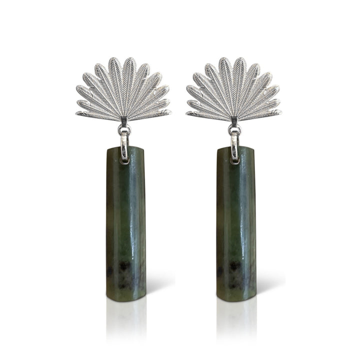 Boh Runga Pounamu Piwakawaka Drop Earrings