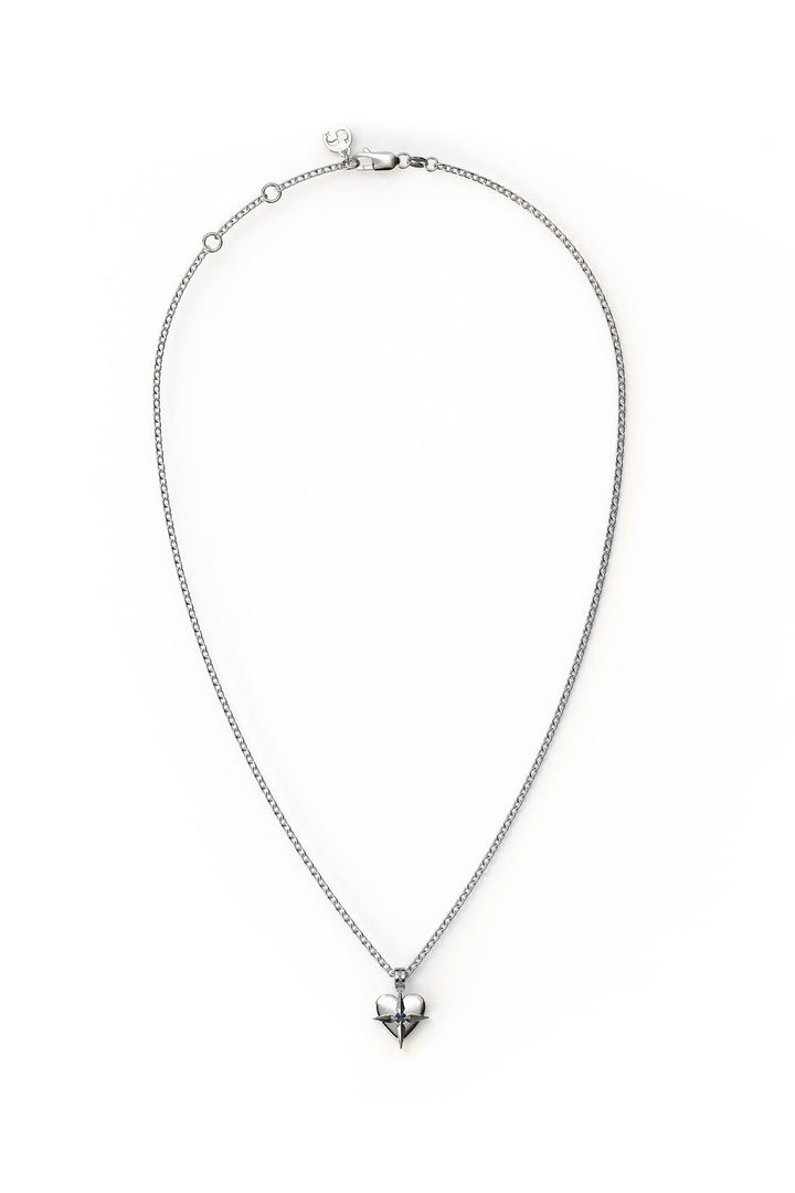 Stolen September Birthstone Heart Silver and Sapphire Necklace